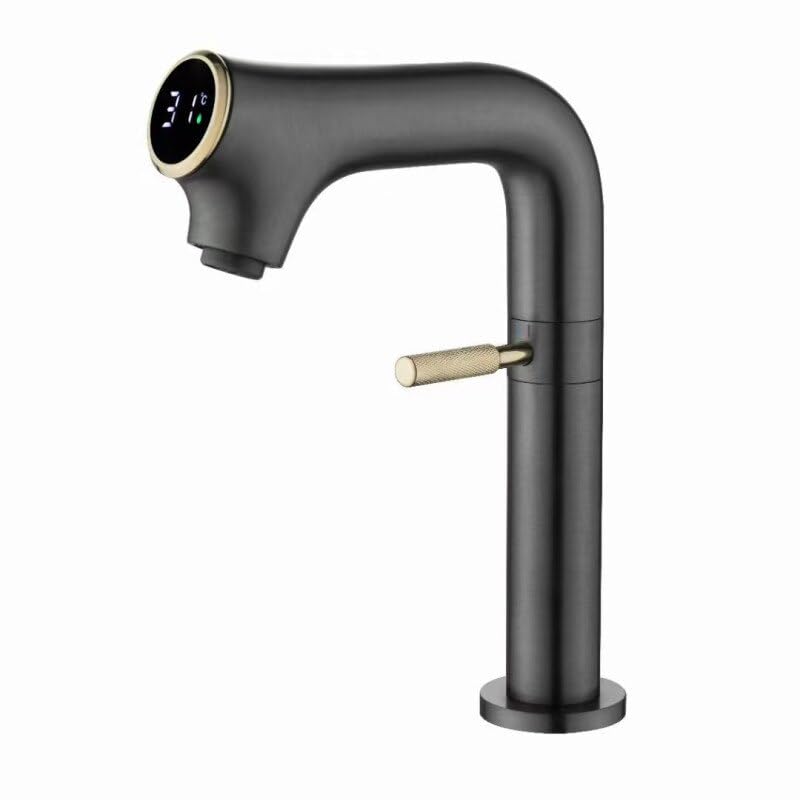 Mitigeur thermostatique blanc lavabo avec affichage numérique grue short