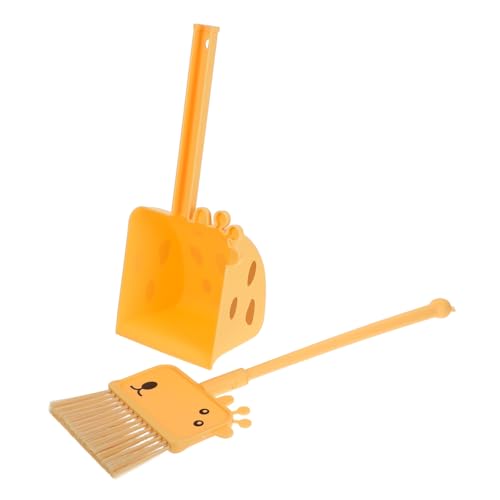 Mikinona Kid Cleaning Supplies Mini Broom Dustpan Set Cleaning Toys for Toddlers Giraffe Design 1 Set
