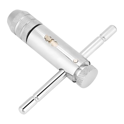 Saluaqui Adjustable T Bar Handle Ratchet Tap Wrench with High Hardness Tool Steel Fit for Tap & Die Set M3 M8 / M5 M12 - Ideal for Confined Spaces with Knurled Design (M3-M8)