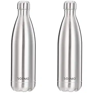 Amazon Brand - Solimo Stainless Steel Insulated 24 Hours Hot or Cold Bottle Flask, 1000 ml, Silver (Pack of 2)
