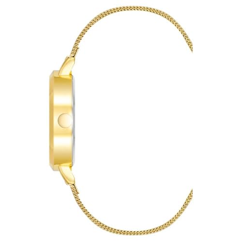 Elegant Nine West Women's Gold-Tone Mesh Bracelet Watch with Adjustable Crystal Lens and Japanese Quartz Movement - Image 2