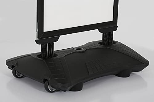 M&T Displays WindPro Lite 耐候性と耐風性 屋外 舗装道路 縁石 歩道 サインホルダー 24x36インチのポスター用 ブラックアルミニウム 簡単なフロントローディング スナップフレーム 耐久性 LDPE ブラックウォーターベース