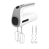 Taurus Station Grey - Batidora amasadora de repostería, 300W, 5 velocidades, función turbo, 2 tipos varillas: amasadoras y batidoras, varillas extraíbles, libre BPA, ergonómica, compacta, blanco/gris