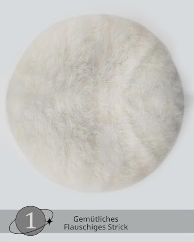 CheChury Damen Wollmütze - Warme Strickmütze für Frauen, Retro Schirmmütze mit Schirm, Grobstrick & Kaschmir, Winter Barett Fleece, Beige – Bild 7