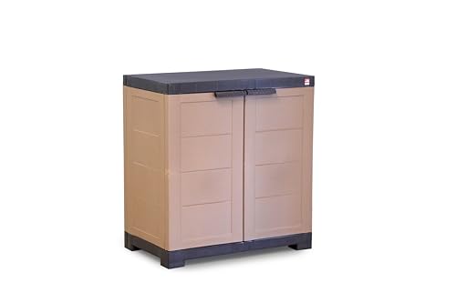 Image of Cello Novelty Compact Plastic Cabinet with Shelves, Walnut & Ice Brown | 2 Dustproof Door | Space Saving | Adjustable Shelves | Storage for Books,Clothes & Other Multipurpose uses for Adults & Kids