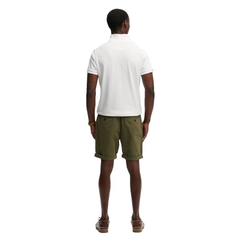 Superdry Premium Textured Chino Short Pantalones, Olive Houndstooth, 30W Unisex Adulto