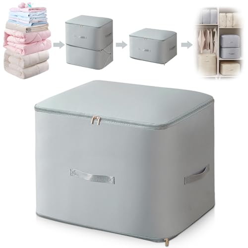 FIVAVA Platzsparender Komprimierender Organizer,Aufbewahrung für Bettdecken,Kleidung Aufbewahrung,Groß Aufbewahrungstasche(Grau,54x42x60CM)., 9.49 €