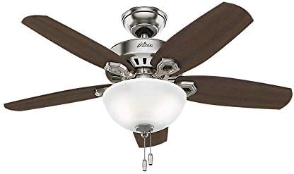 Hunter Fan 42 inch Small Room Ceiling Fan in Snow White with Bowl Light Kit (Renewed) (Brushed Nickel)