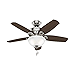 Hunter Fan 42 inch Small Room Ceiling Fan in Snow White with Bowl Light Kit (Renewed) (Brushed Nickel)