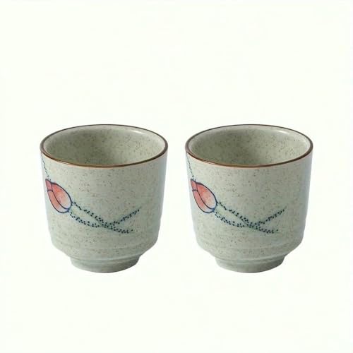 DHGLX 2 Piezas, Tazas de té de 5 oz, Taza de té China de cerámica, Tazas de té japonesas, Tazas de té de Porcelana asiática, Taza de cerámica sin asa para té Matcha