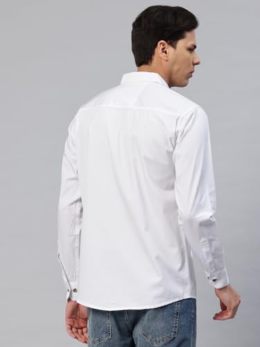 Image of Majestic Man Men's Washed Cotton Twill Casual Shirt -| with Dual Flap Pockets - Slim Fit | Full Sleeve | Casual Wear | Trendy & Comfortable