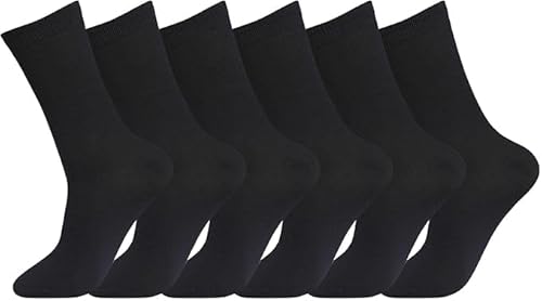 6 Pairs Men’s Big Foot Comfort Fit Socks – Cotton Rich Super Stretch Crew Socks for Large Feet, Wide & Easy Fit, Soft Breathable Everyday Socks, UK Size 11–14 EU 45–49