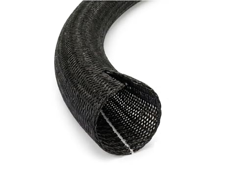 1/4 pulgada manga dividida para cables - protector de cables de 6.5 pies para gestión de cables a prueba de mascotas, envoltura de cable flexible negra para hogar, oficina, computadora, TV y electrónica automotriz miniatura 1