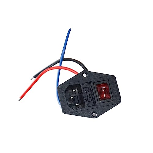 Hohopeti 10a Power Outlet Triple Rocker Fused Module Plug Fuse for Printer DIY Parts in Red Switch