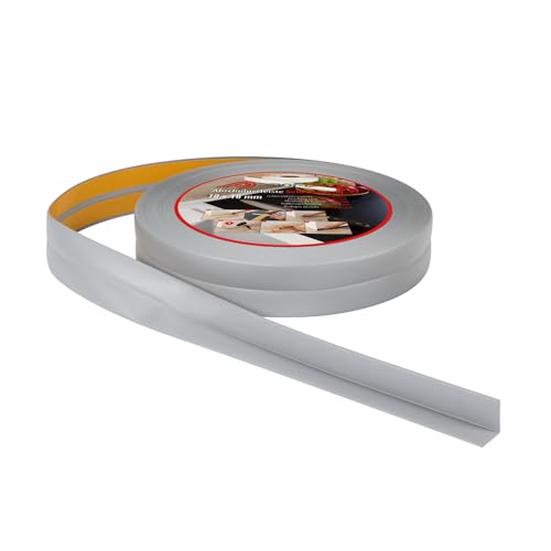 ProfiPVC Perfil Angular Suelo 18x18mm - 15 metros, Rodapié de acabado, ideal para cocina y baño, cinta autoadhesiva de PVC, rodapié flexible y blanda, Gris