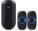 Wireless Doorbell, SECRUI Waterproof Doorbell Operating at 1000 Feet with 52 Chimes, 5 Volume Levels & LED Indicator for Home/Office/Store (2 Push Buttons and 1 Receiver) - Black