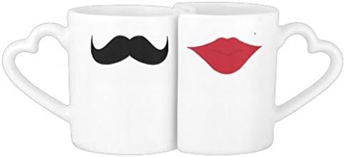 Mustache and lips couples mugs coffee mug set 11 oz