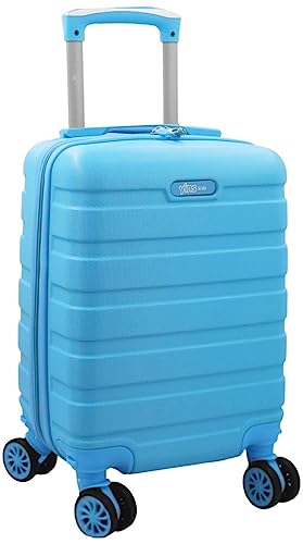 Mala De Viagem Pequena Bordo 10Kg Abs Rodinhas 360° De Mão Medidas Anac Azul Claro Masculina Feminin