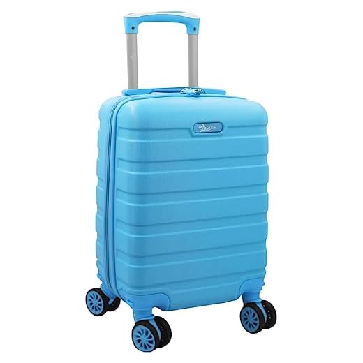 Mala De Viagem Pequena Bordo 10Kg Abs Rodinhas 360° De Mão Medidas Anac Azul Claro Masculina Feminina