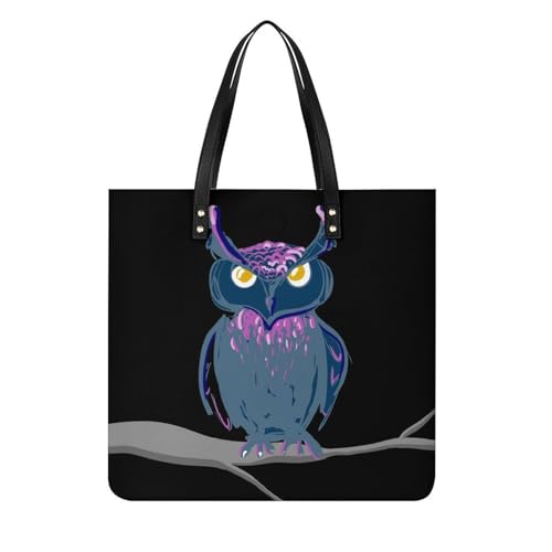 Sac à main shopper Chouette femmes en tissu imprimé 39x39cm grand volume