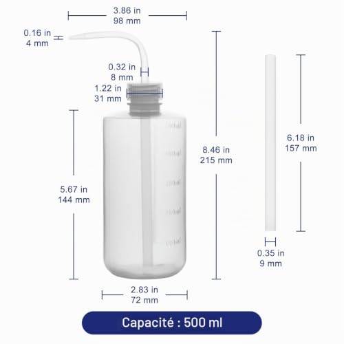 Labasics 3 Paquet 500 ml Flacons de Lavage en Plastique à Squeeze avec LDPE Ouverture Etroite, Bouteille D'arrosage à Presser Squeeze Wash Bottle – vue 2
