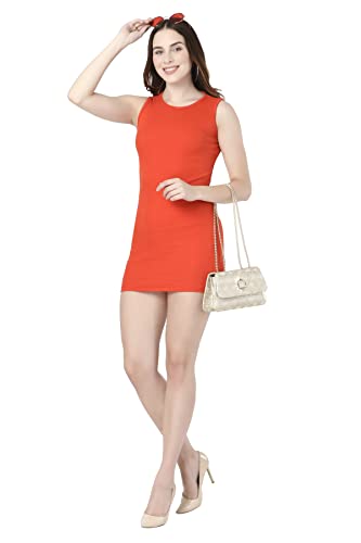 Image of FF Women's Bodycon Short Dress | Sleeveless Round Neck Mini Dress | Women Casual Dresses for Summer