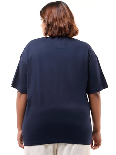 T-shirt imprimé Jerry manche mi-longue col rond coton bleu marine