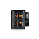 SEVERIN Friteuse à air chaud S-Fry Duo Stack, Air fryer 9 programmes, Friteuse sans huile avec 2 paniers empilés de 5,5 L chacun sans PFAS, Multicuiseur à écran tactile, Noir, FR 9598