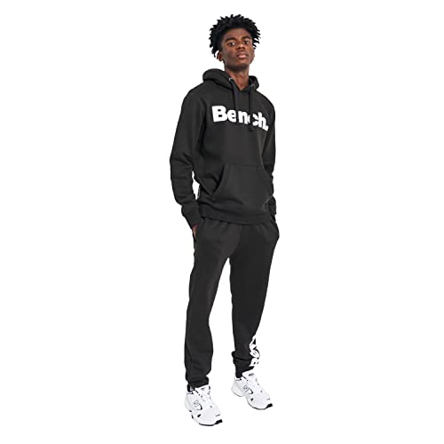 Bench Men's Everyday Mallet Fleece Tracksuit Set, Black, Pull Over Hoodie and Tracksuit Bottom Co-Ord, 2 Piece, Ribbed Cuffs and Pocket Detail, Everyday Casual Activewear, Medium