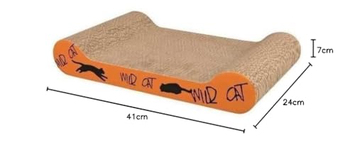 TRIXIE Kratzpappe Wild Cat – Kratzbrett für Katzen aus stabiler Wellpappe mit Katzenminze - 41 × 24 × 7 cm - zur Krallenpflege & Beschäftigung - 48000