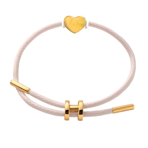 MuPine 18k Gold-Plated Adjustable Charm Bracelet for Women & Men,H-Shape Buckle,Titanium Steel Wire Rope, Symbolic Good Luck Present Jewelry(White) by MuPine - Used condition - US$8.40