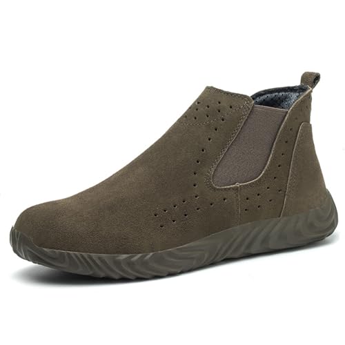 Men's Suede Platform Chukka Boots Casual Comfortable Round Toe Anti-slip Soft Bottom Ankle Booties Lightweight Industrial Walking Working Boots