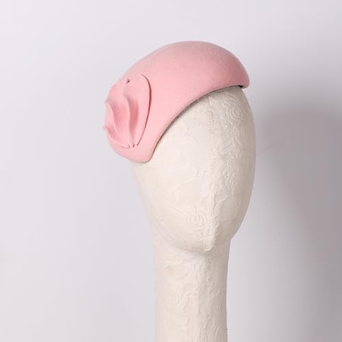 Image of Flower Womens Dress Fascinator Wool Felt Fedora French Pillbox Hat Party Wedding Teardrop Beret