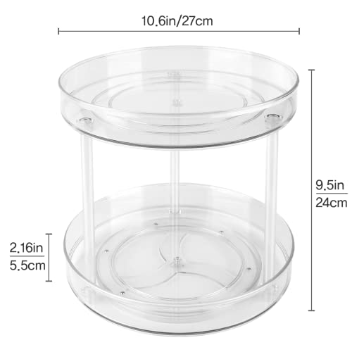 2 Tier Lazy Susan Organizer For Bathroom Countertop, 10.6 Inch Clear Tiered Lazy Susan Spice Rack For Kitchen, Turntable Container Organizer For Cabinet, Pantry, Refrigerator Organization And Storage #TOP5