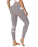 BRXL Women's Tummy Control Fleece Lined Leggings with Pockets Zip High Waist Water Resistant Winter Legging Warm Insulated Gray M