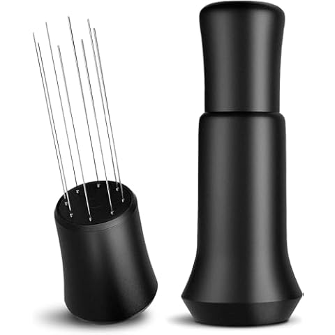 KYONANO Espresso Accessories - WDT Distribution Tool - Espresso Coffee Stirrer - 0.35mm 8 Needles Espresso Stirrer - Aluminum Alloy Handle - Fingerprint-Proof - 100% Metal Made - WDT Tool Espresso Cover