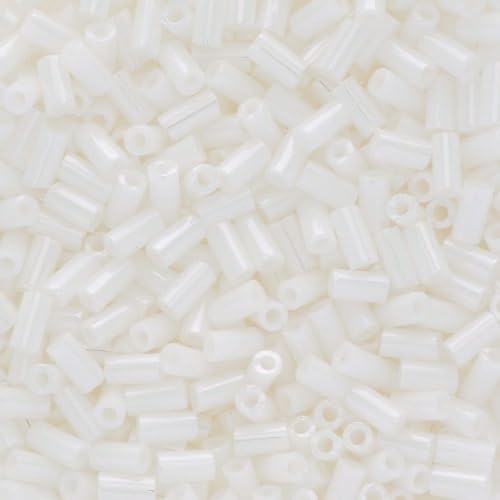 10g TOHO Bugles beads Japan 3 x 1.3mm opaque lustered white 121 — image 1