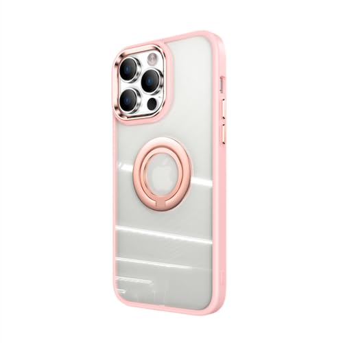 Étui de luxe transparent rose pour iPhone 11 Pro avec support bague de doigt en acrylique