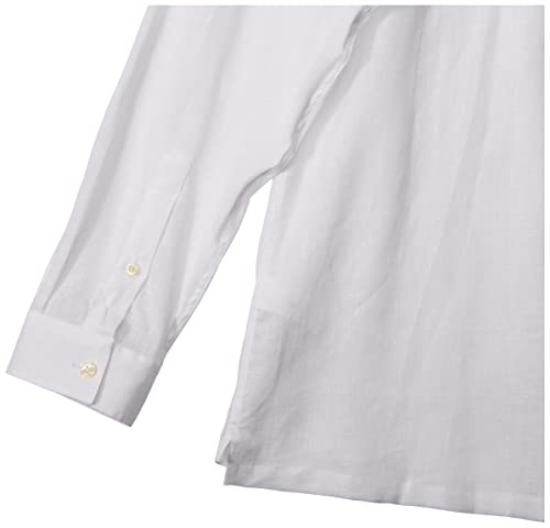 Lacoste Men's Long Sleeve Regular Fit Linen Button Down Shirt, White, Xx-Large #TOP1