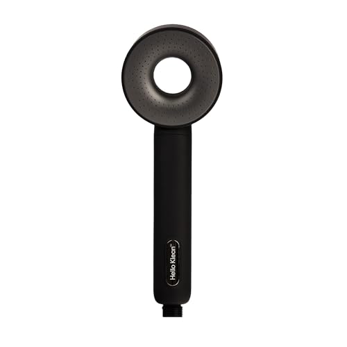 Hello Klean Shower Head in Black - Filters Unwanted Metals Chlorine & Impurities Found in Water - Improves Quality of Skin & Hair - Quick & Easy to Install