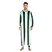 Yuiboo Green Vertical StripesAdults Unisex One Piecing Pajamas for Women Men Hooded Sleepwear Homewear