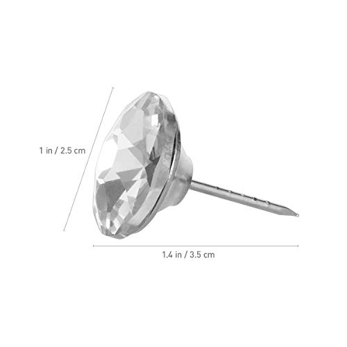 POFET 20 Stück 25mm Diamant-Kristall-Polsternägel, dekorative Reißnägel, Möbelnägel, Diamant-Pinnnadeln für Möbel, Sofa, Kopfteile, Korkplatte