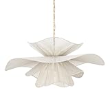 Mitzi Amanda Large Pendant | Aged Brass Finish | Layered Cotton String Leaf Shades | Sculptural Modern Statement Ceiling Light | Grand-Scale Organic Design | 44' W x 18.5' H | H1084701L-AGB