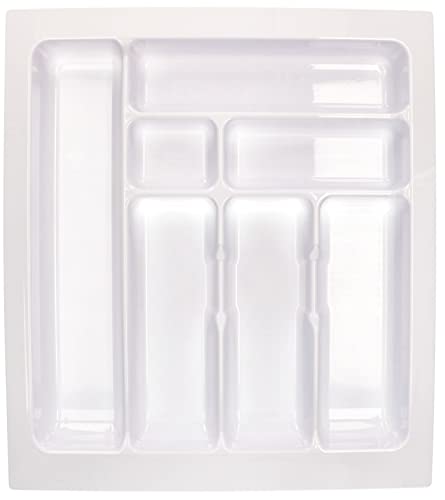 KOTARBAU® Organizador de cubiertos para cajon, 49 x 43,5 cm, Bandeja para Cubiertos, Cubertero para menaje, Organizador de Cubertería, Organizador mediano de plástico, Blanco, Organizador de cajones