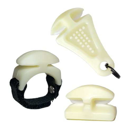 LINE CUTTERZ Triple Play - 1 Each Patented Non-Rust Ceramic Ring, Mountable and Zipper Pull Quick Fishing Line Cutter - Glow-in-The-Dark