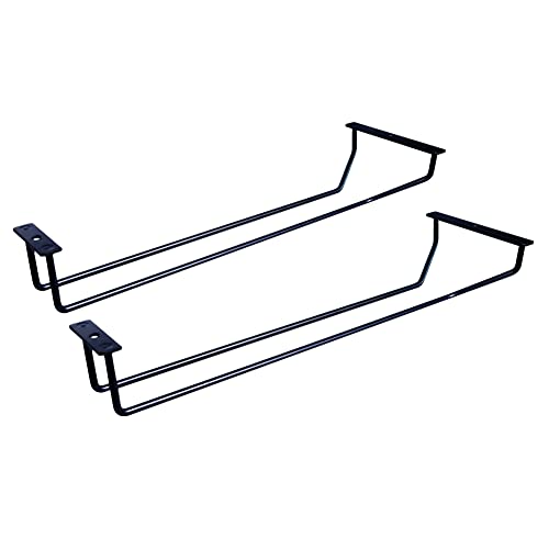 Black Stemware Rack, Wire Hanging, Under Cabinet Wine Glass Rack, 14 Inch