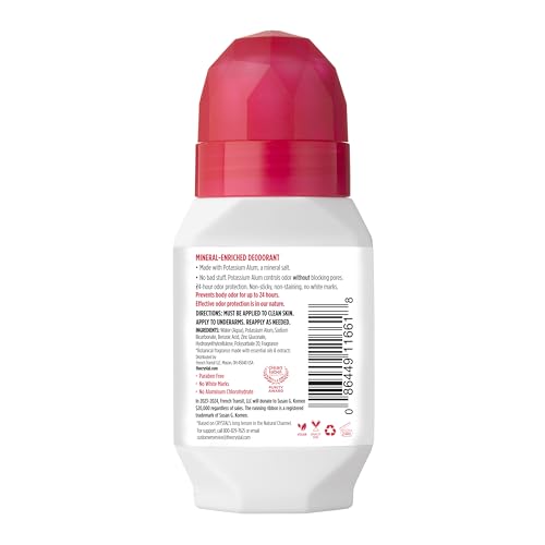 Crystal Mineral Deodorant Roll-On Body Deodorant With 24-Hour Odor Protection, Pomegranate, Non-Sticky Roll-On, No Aluminum Chlorohydrate, 2.25 FL OZ - 1 pack - Thumbnail 2