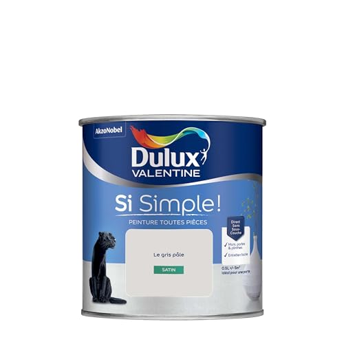 Dulux Valentine Peinture Si Simple Peinture Intérieure Toutes Pièces - Peinture Mur et Plafond, Porte et Plinthe - Couleur : Le Gris Pâle - 0,5 L