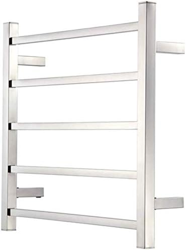 APUM Electric Towel Warmer, Towel Warmer for Bathroom Wall Mounted Polished Chrome 5 Square Bars Heated Towel Dryer Home Bathroom Accessories (Plugin)