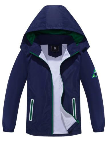 SaphiRose Kids Waterproof Rain Jacket – Mesh‑Lined Navy (Size 10‑12T)